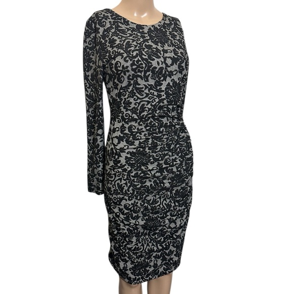 Ganni Black and Gray Patterned Dress - Picture 4 of 6